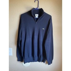 Lacoste Men's XL (size 6) Quarter Zip Cotton Dark Navy Blue